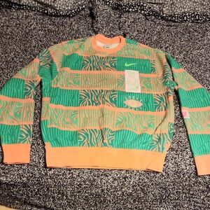 Nike Green and Orange Patterned Sweatshirt